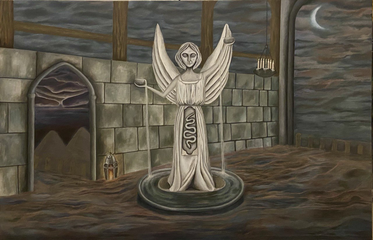 Untitled acrylic painting with an angelic figure