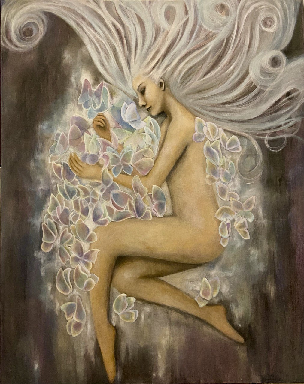 Untitled acrylic painting with butterflies