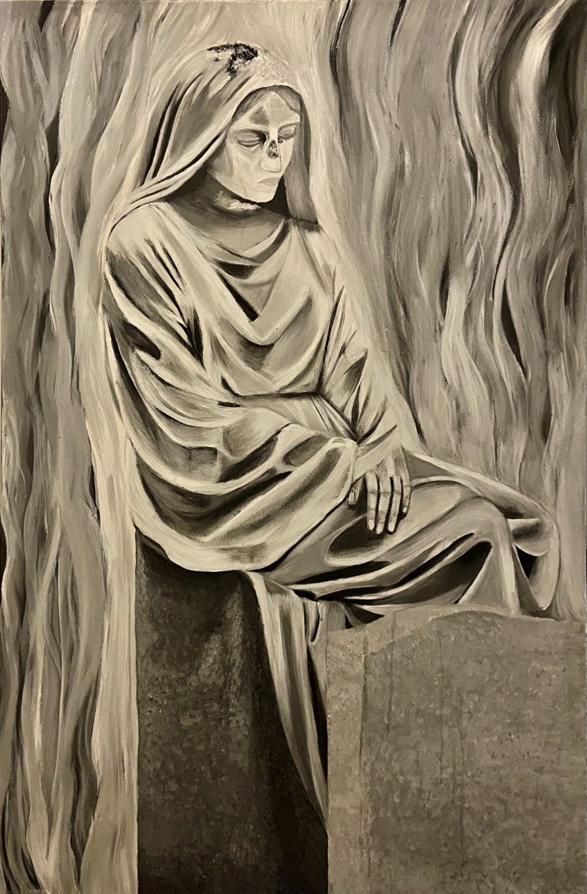 Untitled monochrome acrylic portrait