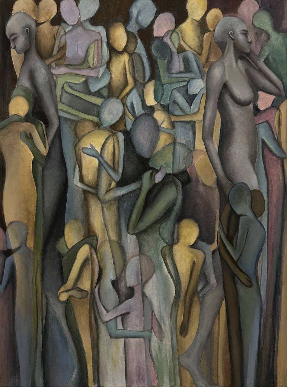 Stille Umarmung, acrylic on canvas, 2022
