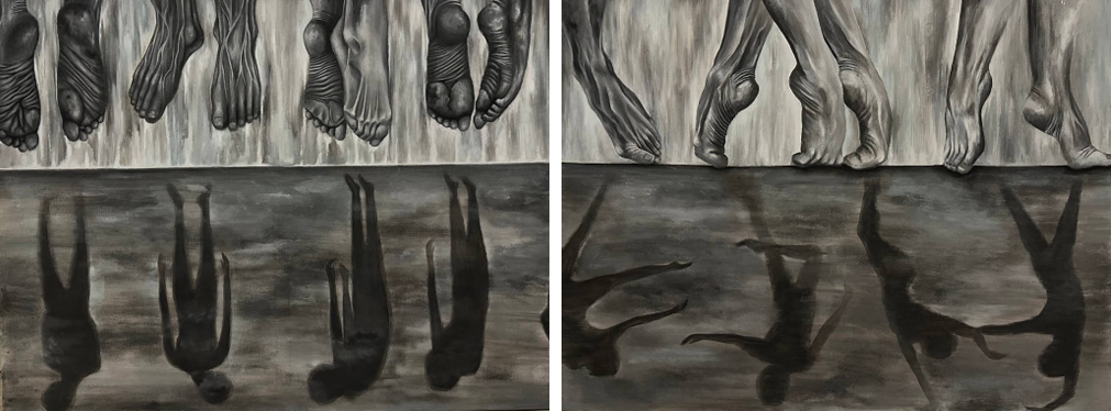 Untitled diptych, acrylic on canvas