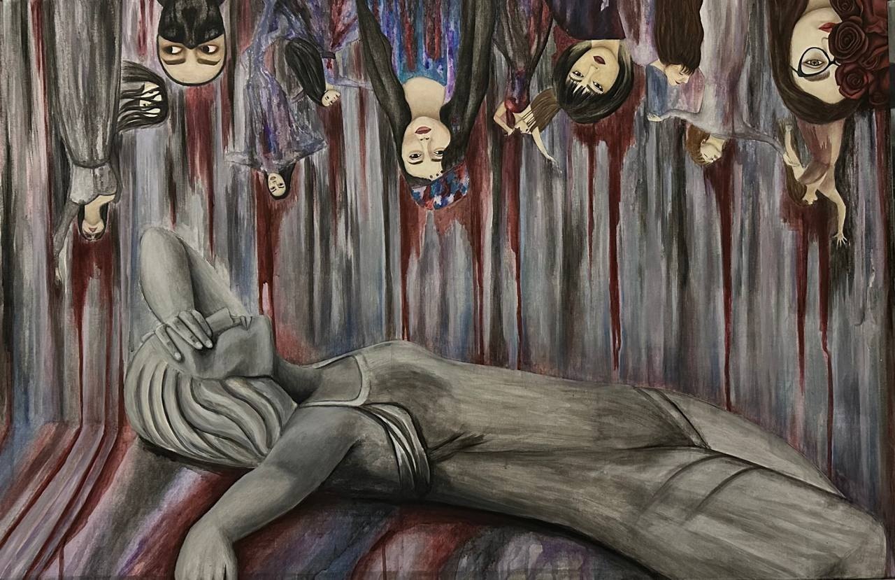 Zwischen Leben und Erinnerung, acrylic on canvas, 2022